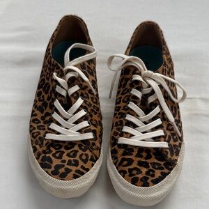 SeaVees Tan Leopard Sneakers with White Laces